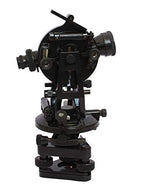 Transit Theodolite with Vernier Scale, Optical Survey Instrument for Horizontal & Vertical Angle Measurement, Metal Construction with Wooden Storage Case (Black, Without Box)