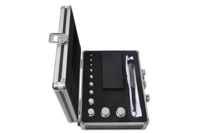 F2 1mg-200g Standard Weight, Material: Stainless Steel, Density: 7.9g/cm³, with golves and tweezers