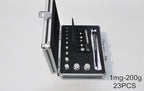 F2 1mg-200g Standard Weight, Material: Stainless Steel, Density: 7.9g/cm³, with golves and tweezers
