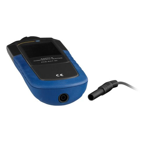 PCE Instruments, PCE-ECT 50-UK Electrical Tester for Earthing/Continuity, Measures 0–2000 Ω with Backlit Two-Colour LCD, Installation Cat III, IP40 Protection, 7 m Safety Lead