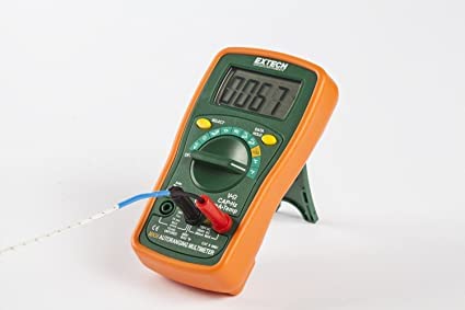 Digital Multimeter for Measuring Voltage (4V, 40V, 400V, 600V) & Current (400μA, 4000μA, 40mA, 200mA, 10A) for HVAC, Heavy Industries, Home Appliances | Model: Extech MN36