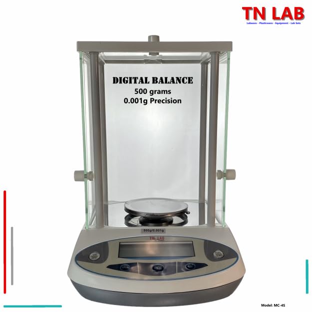 TN LAB Digital Electronic Scientific Analytical Balance 500g Max - 0.001g Precision Laboratory Scale with Large LED Display, Stainless Steel Weighing Tray
