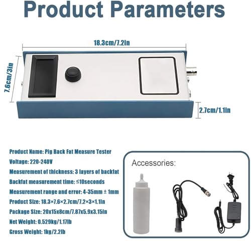 Pig Back Fat Measure Tester, Pig Fat Measure Tester, Fats Thickness Meter for Livestock,4-35mm Measurement Range, for Farm