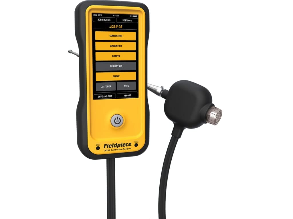 Fieldpiece - CAT45 – Combustion Analyzer - Accurately Measure O2, CO, CO2, Draft Pressure - HVAC Tool