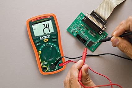 Digital Multimeter for Measuring Voltage (Range: 0.1mV to 600V) & Temperature (Range: -4 to 1382°F) for HVAC, Heavy Industries, Home Appliances | Model: Extech EX330