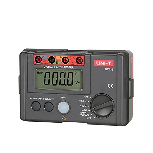 UNI-T UT521 UT522 Digital Earth Tester Ground Resistance AC Earth Insulation Resistance Tester Light Weight Design Ground Resistance Tester Ground Resistance Voltmeter(UT522)