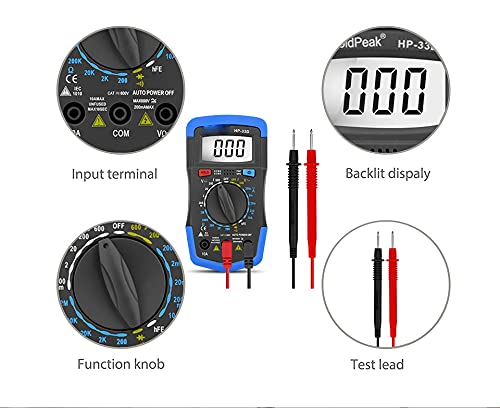 Professional Smart Manual Multimeter AC Voltage Current Resistance Diode Battery Test Data Hold