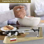 Triple Beam Balance Scale with Stainless Steel Platform, Zero Adjustment Knob, Magnetic Damping, 2610g Capacity