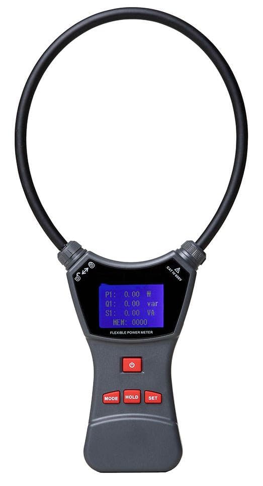 Three Phase Flexible Clamp Power Meter Coil Length 950mm Jaw Size φ300mm for Testing 3-Phase AC Voltage,Leakage Current,Active&Reactive&Apparent&Total Power,Frequency,Electrical Energy,Phase Sequence