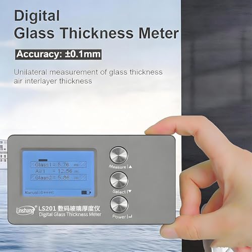 Professional Glass Thickness Gauge Unilateral Measurement for Insulated/Laminated Glass,±0.1Mm Accuracy,Large Digital Display