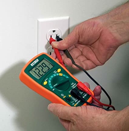 Digital Multimeter for Measuring Voltage (4V, 40V, 400V, 600V) & Current (400μA, 4000μA, 40mA, 200mA, 10A) for HVAC, Heavy Industries, Home Appliances | Model: Extech MN36