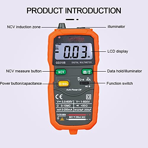 Digital Multimeter 6000 Counts Auto Range Multimetro Tester Voltage Capacitance Meter with Flash Light