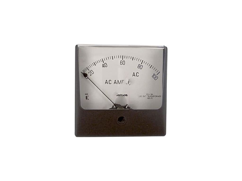 SIMPSON 03220 E-MECHNICAL, 3.25 Length X 3.25 Height INCH, Panel Meter, Ammeter, Analog, Stud Connection, Plastic, Range 0-100 AAC