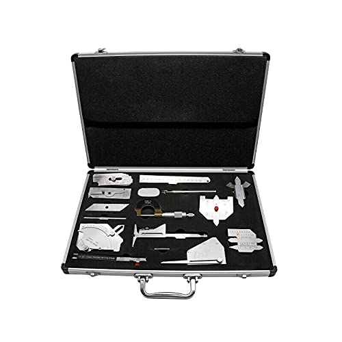 13pcs Stainless Steel Welding Gauge Tools w/Suitcase, Welding Gauge Gage Test Ulnar Welder Inspection Gauge Tool Test Ulnar Welder Inspection for Welding Measurement Tools