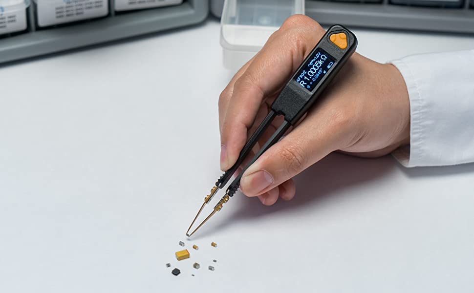 Pro1 Plus - 100KHz LCR Meter with 0.1% Accuracy/LED Tester/ESR Meter/Smart SMD Tweezers/with Spare Test Tips