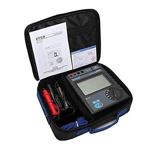 Insulation Resistance Gauge Tester Megohm Meter Word Count AC Voltage Measurement with Measuring Range 0.1MΩ to 200GΩ AC/DC for Transformers Motors Cables Electrical Equipment