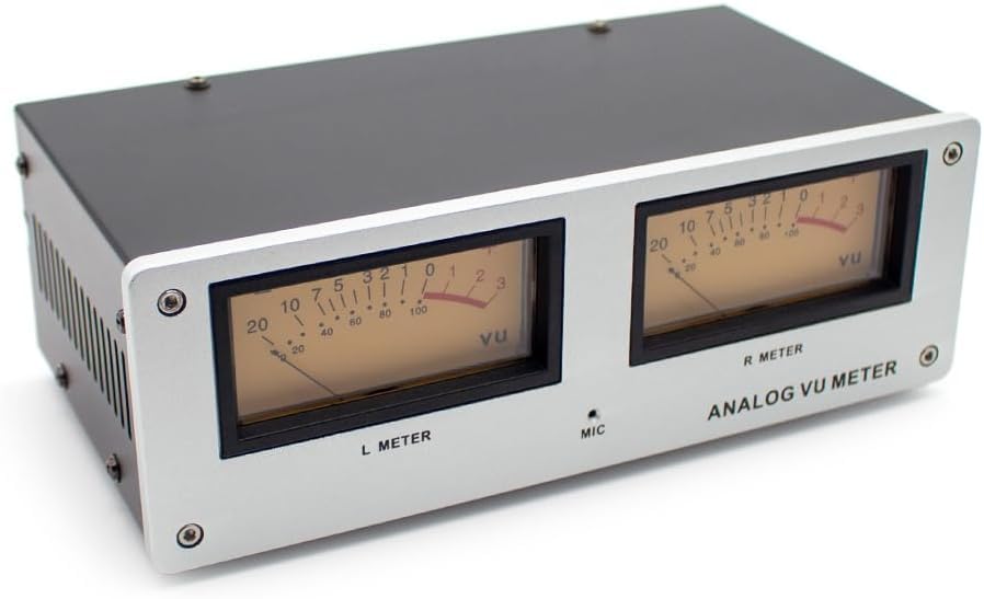 Square VU Meter - Retro LED Audio Level Gauge with Warm Yellow Backlight