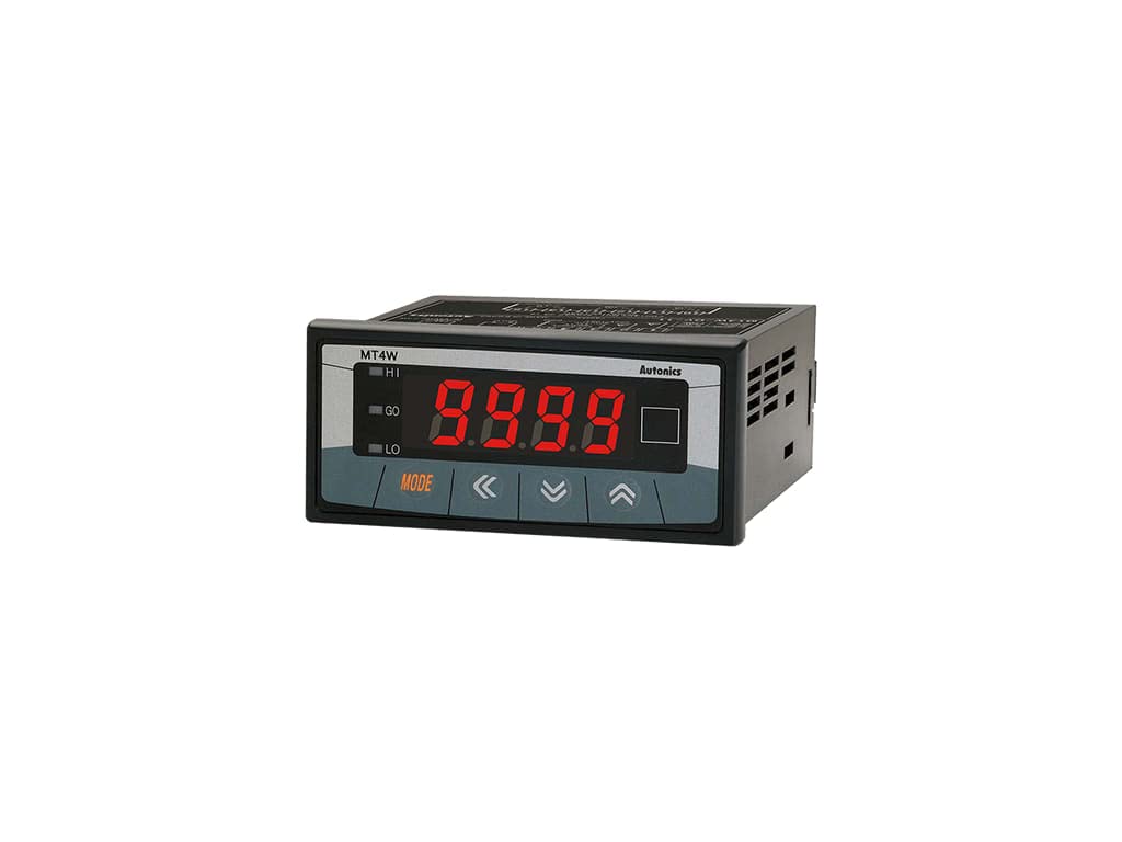 MT4W-AA-49, Meter, AC Amps, LED, W96xH48mm, 4-Digit, 0-5A Input, 3 PNP Outputs + RS485 Output, 100-240 VAC