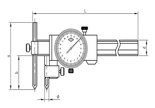 Precision Stainless Steel Dial Caliper for Center Distance Measurement Range 0-150mm Tip 10mm Resolution 0.02mm