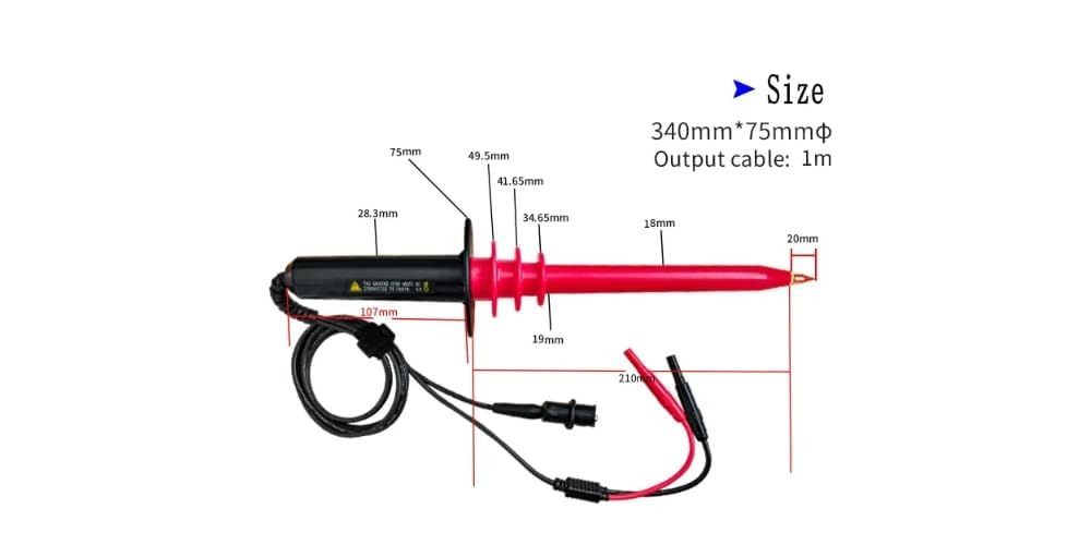 PINTECH HVP-40 High Voltage Probe for Multimeter with P186 Digital Multimeter 1000V, 10A, 60MΩ, Auto-Ranging Tester, Non-Contact Voltage Function, Measures AC/DC Voltage, Resistance