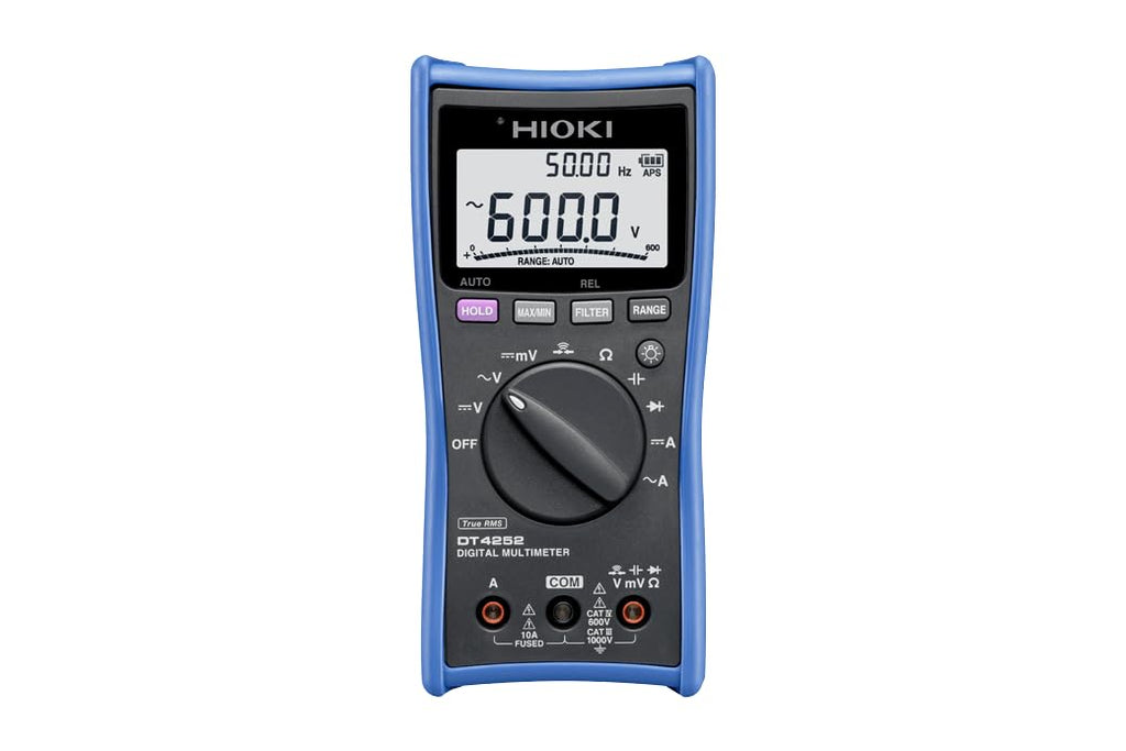 True RMS Professional Digital Multimeter (AC Voltage: 6.000 V to 1000 V, DC Voltage: 600.0 mV to 1000 V) with 6000-Count LCD for | Electrician multimeter | Model: Hioki DT-4252