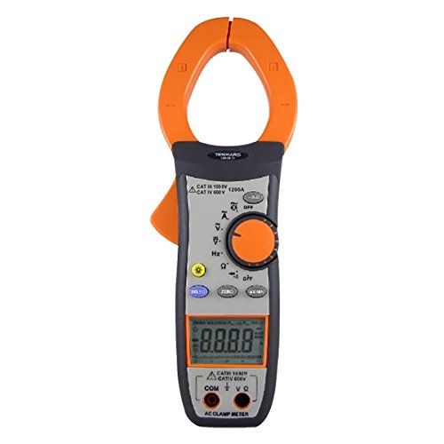 AutorangingAC Clamp Meter, ACV, ACA, DCV, Resistance, Frequency, Diode, Continuity, 4000 Counts, AC Voltage Range: 0 to 750V, AC Current Range: 0 to 1200A
