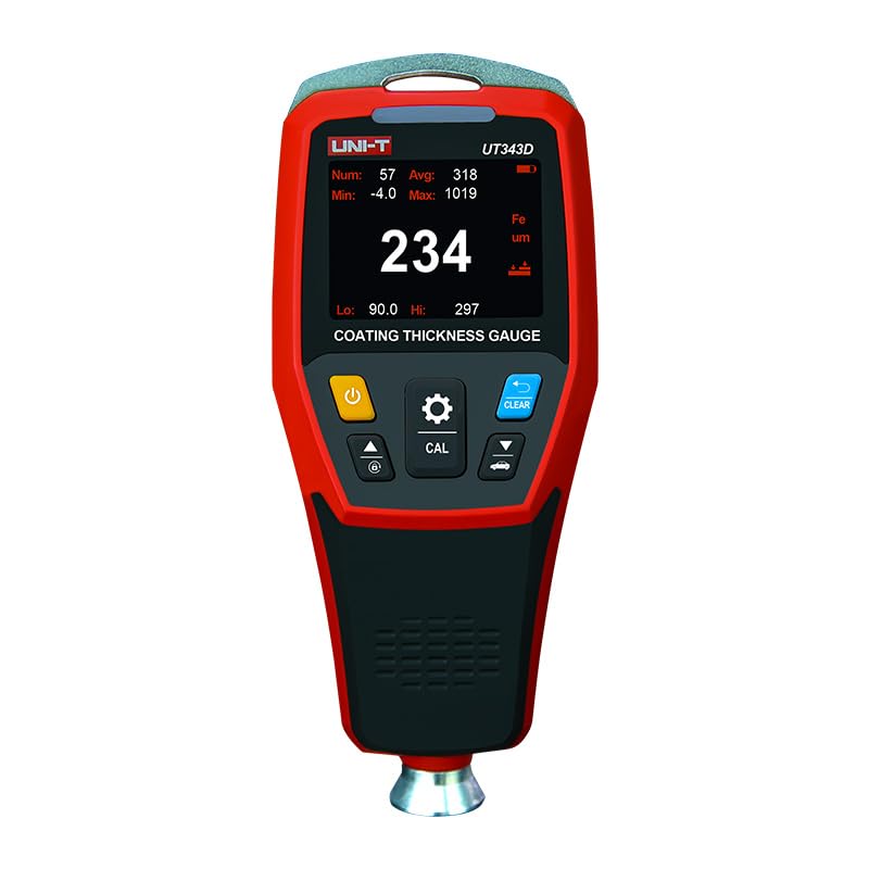 UNI-T UT343D UT343A UT343E Digital Coating Gauge Meter Cars Paint Thickness Teste Metal Detector FE/NFE Measurement with USB Data(UT343D)