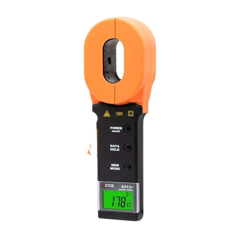 VICTOR Ohm Meters 6412 6412+ 6V 30A 32mm DC Clamp Type Digital Earth Resistance Ground Tester Industrial and Electrical Equipment Meter(VICTOR 6412+)
