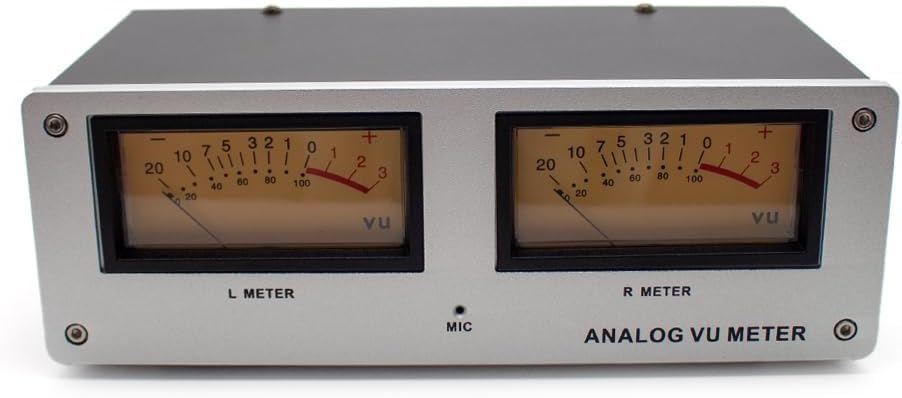 Square VU Meter - Retro LED Audio Level Gauge with Warm Yellow Backlight