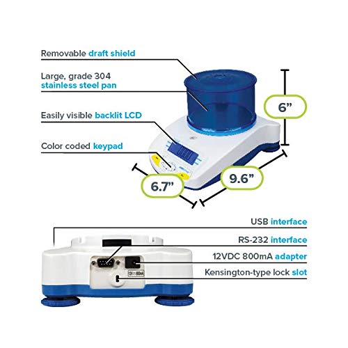 Adam Equipment HCB 602H Highland Portable Precision Balance, 600g Capacity and 0.01g Readability