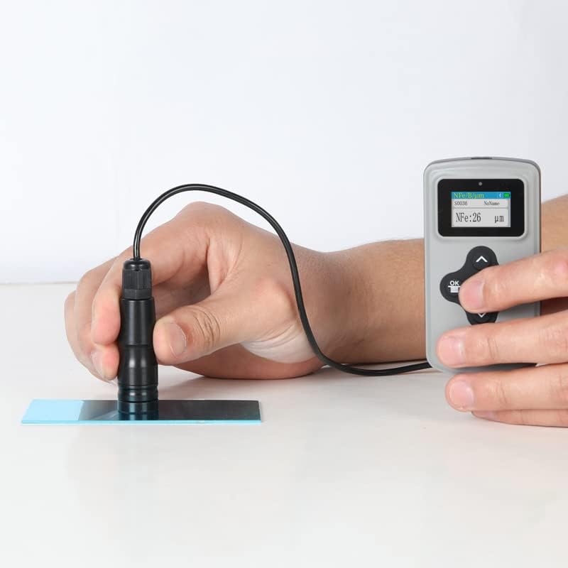 Aluminium Base Car Coating Thickness Machine Tester Gauge Meter Split Type Paint Equipment with Measurement Range 0 to 2000μm Resolution 1μm for Paint Powder Porcelain Chromium Copper Zinc