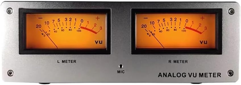 Square VU Meter - Retro LED Audio Level Gauge with Warm Yellow Backlight