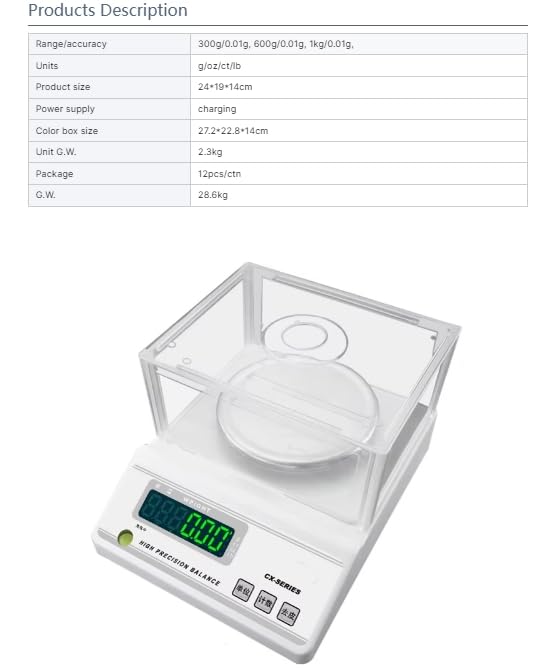1kg/0.01g Digital Scale Weighing Balance Lab Laboratory Scale with Windshield