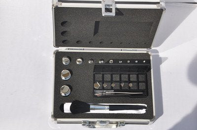 F2 1mg-200g Standard Weight, Material: Stainless Steel, Density: 7.9g/cm³, with golves and tweezers