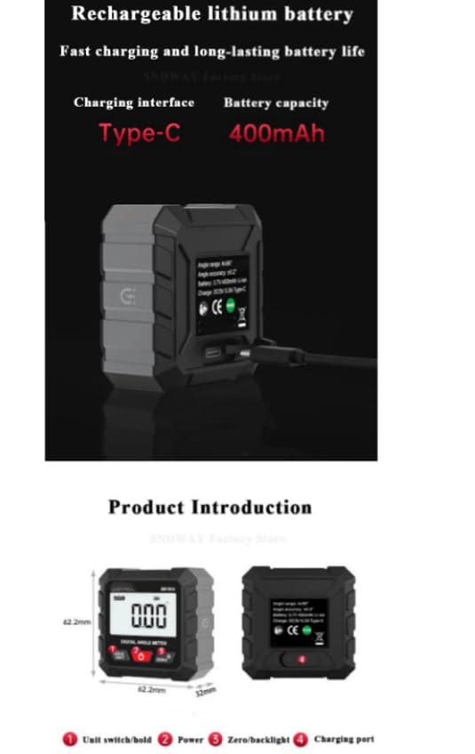 SW-101A Inclinometer Digital 4-Sided Magnetic 4x90° Angle Slope Measurement Precision Inclinometer