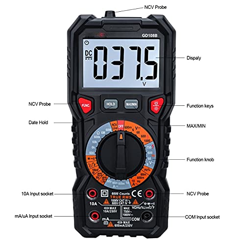 Professional Digital Multimeter RMS Auto Range 6000 Counts Live Voltage Temperature Meter