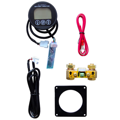 AIMS BATMON500 Remote Battery Monitor 500 Amp for Lithium and Most Battery Types up to 80V; Includes Current Shunt, 1m Shielded Wire, Display, Butterfly Nut, Sense Wire 22AWG (1 M), & Bezel Square