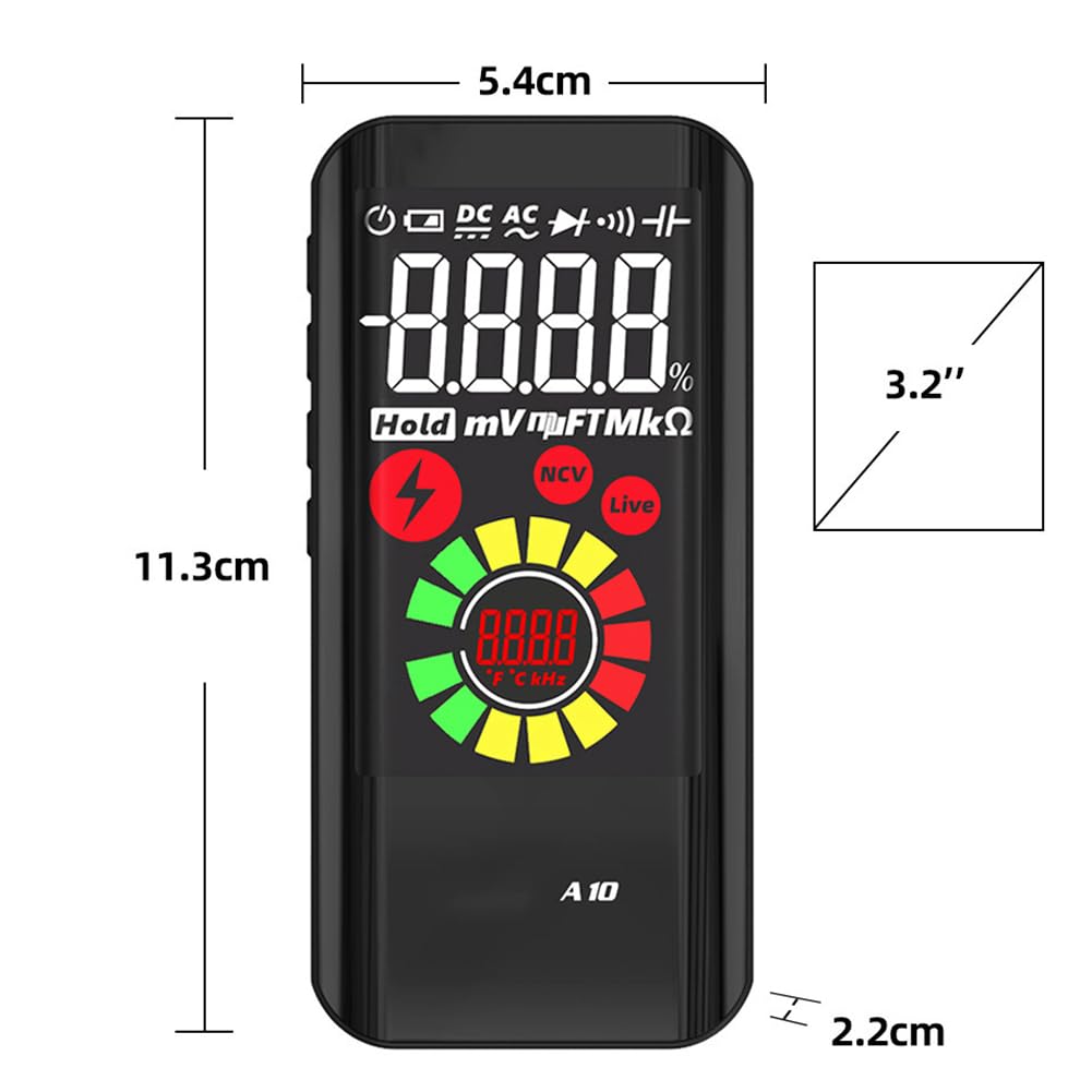 Digital Multimeter, Smart Electrical Tester, Rechargeable Color LCD, 3 Results Display 6000 Counts Auto-Ranging Capacitance Diode Resistance Duty Cycle Live Check, for Vehicles and Households
