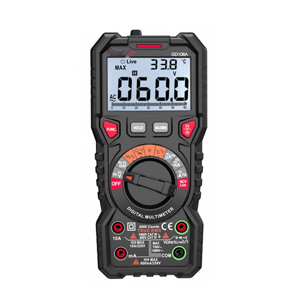 Professional Digital Multimeter RMS Auto Range 6000 Counts Live Voltage Temperature Meter