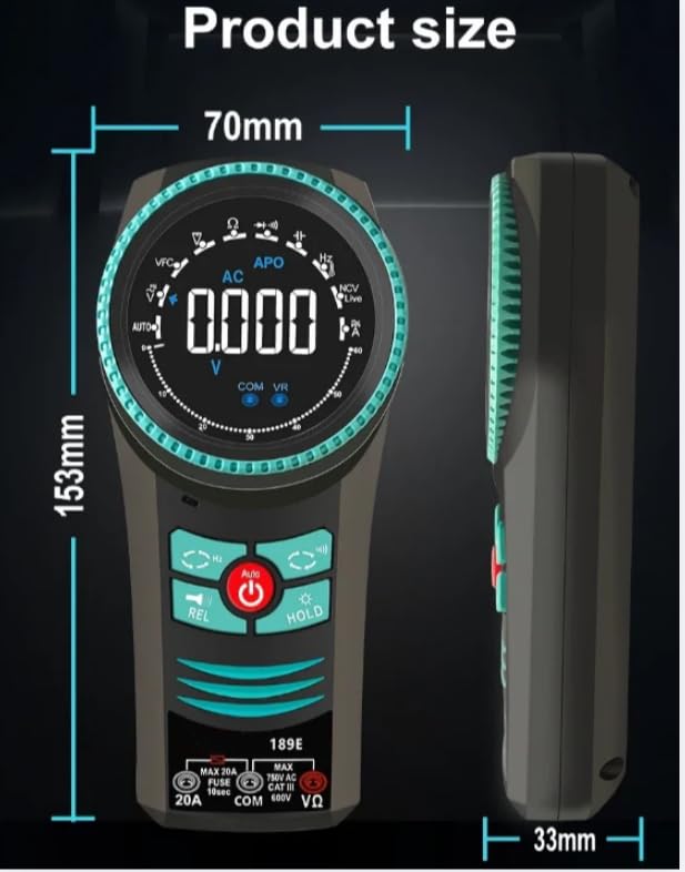 189C Portable RotaryDial Digital Multimeter VoltageCurrent Tester NCVDiode CapacitanceResistance Meter