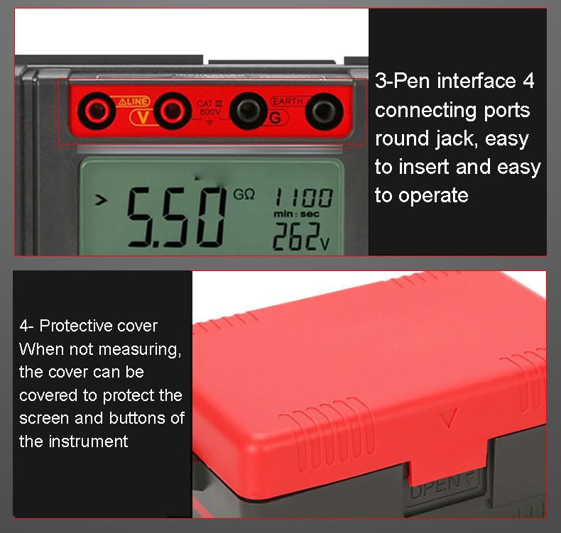 High Precision Insulation Resistance Tester, Backlit Display, Auto Power-Off, Voltage Measurement from 500V to 2500V for Electrical Equipment Testing