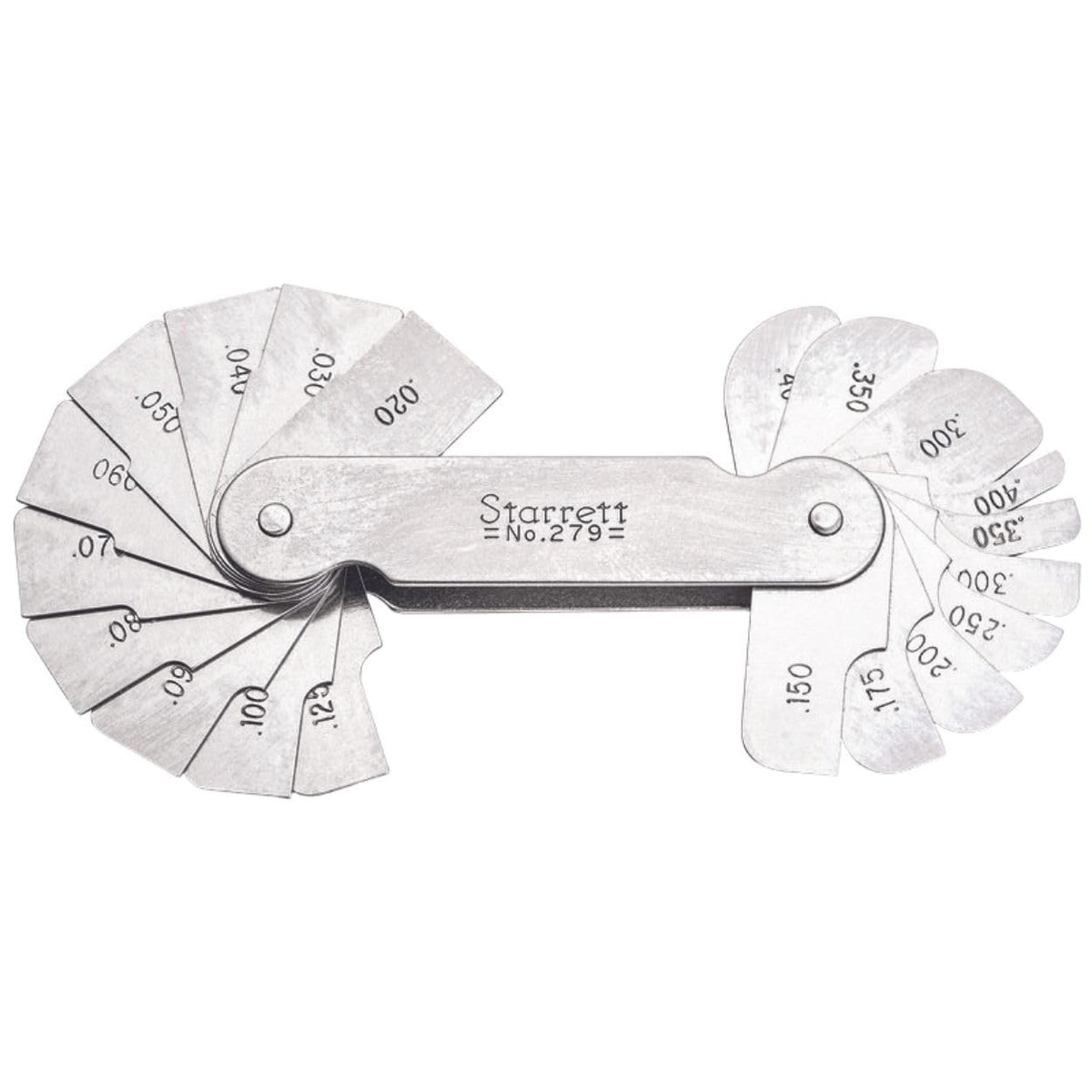 Starrett Reading Fillet or Radius Gage, 0.020"-0.400" Range, 20 Leaves