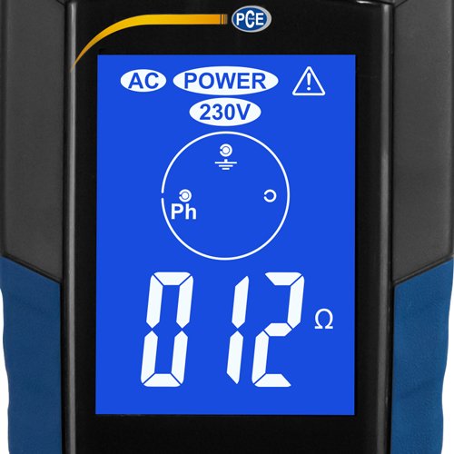PCE Instruments, PCE-ECT 50-UK Electrical Tester for Earthing/Continuity, Measures 0–2000 Ω with Backlit Two-Colour LCD, Installation Cat III, IP40 Protection, 7 m Safety Lead