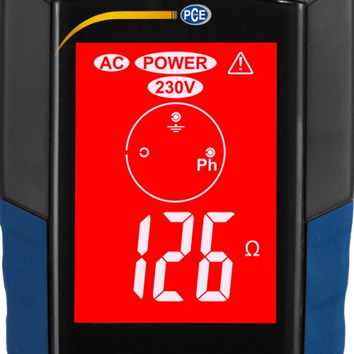 PCE Instruments, PCE-ECT 50-UK Electrical Tester for Earthing/Continuity, Measures 0–2000 Ω with Backlit Two-Colour LCD, Installation Cat III, IP40 Protection, 7 m Safety Lead