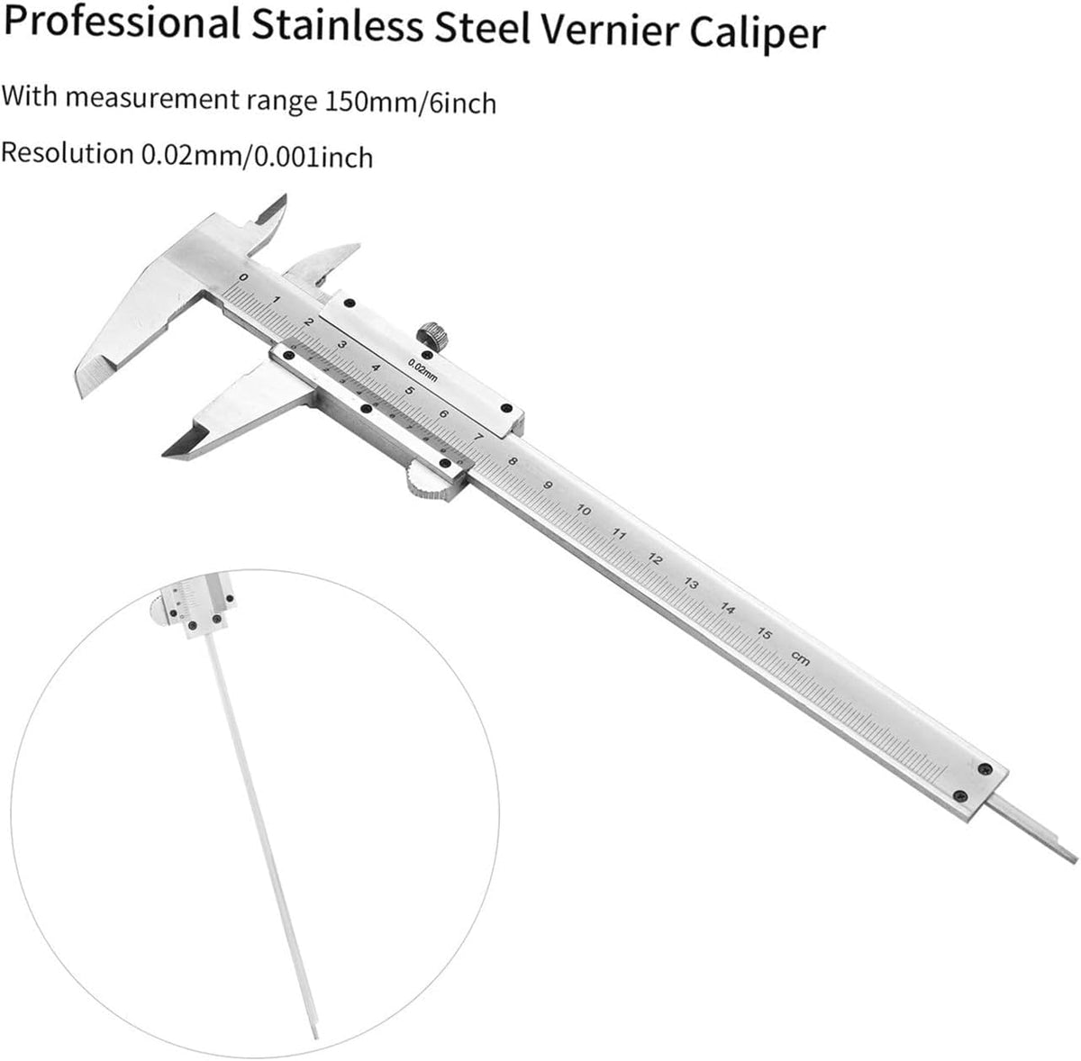 Vernier Caliper Professional Stainless Steel Vernier Caliper 0-150mm Sliding Gauge Measurement Tool Inside Outside Depth Step Micrometer
