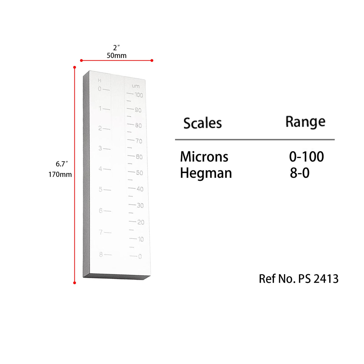 Single Channel Fineness Grind Gauge Gage Grindometers 0-100um Hegman 8-0