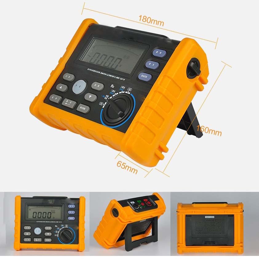 Ground Resistance Tester Digital Multimeter with 2/3-Wire Measurement AC/DC for Electrical Engineering, Lightning Protection, Power Grid, Construction Site Testing