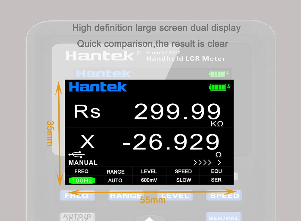 1832C LCR Meter Hantek Handheld Meter Portable Instrument to Measure The Parameters of The Component with 7 Typical Test Frequency