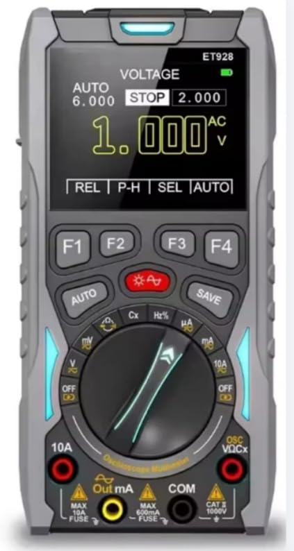 Digital VideoMultimeter ET928 3-in-1 Portable HighStorage OscilloscopeMultimeter 12MHz50Msps