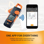 testo 770-3 Clamp Meter Set – Clamp Multimeter for Electrical Testing – HVAC Multimeter TRMS Measurement – Measures AC/DC Voltage up to 1000 V - with Retractable Pincer Arm and Bluetooth